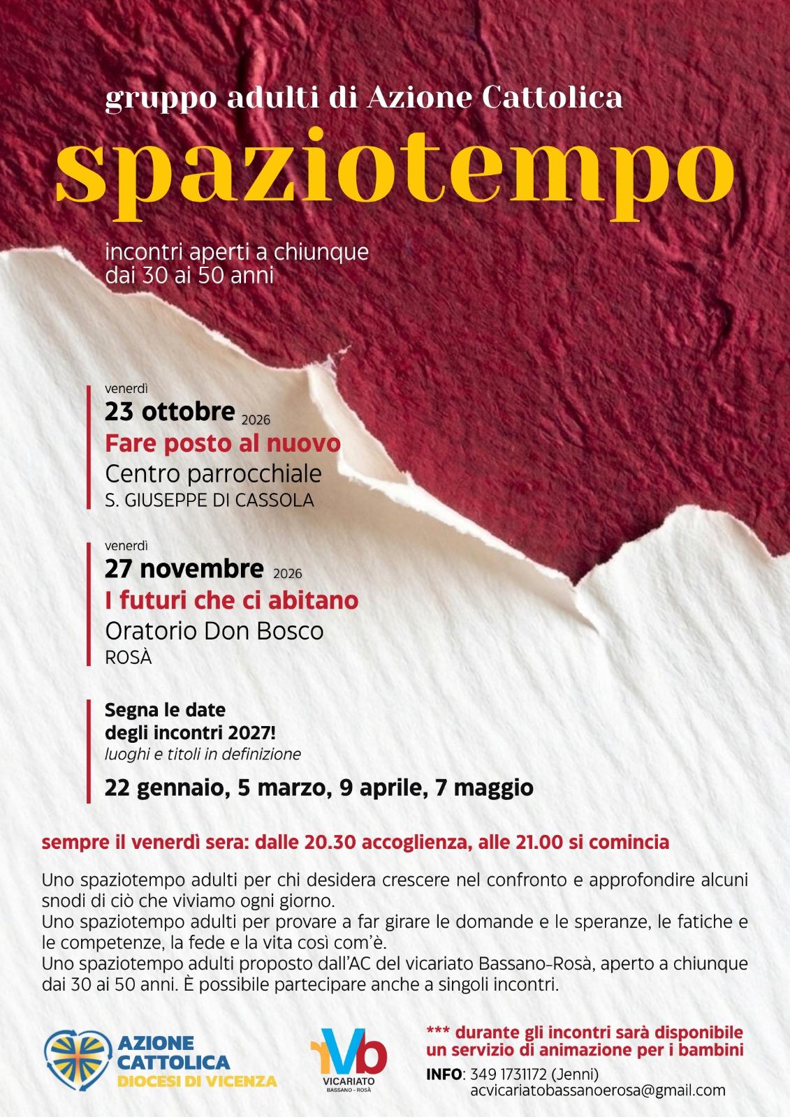 “spaziotempo”: incontri aperti a tutti, tra i 30 e i 50 anni